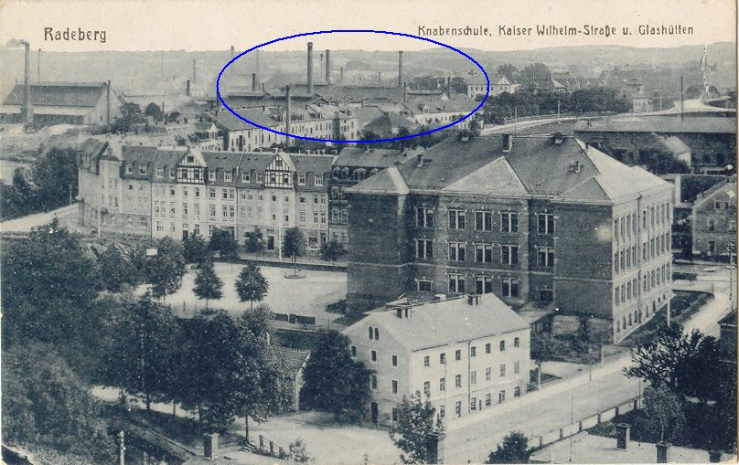 Ansichtskarte 1910 mit Markierungen