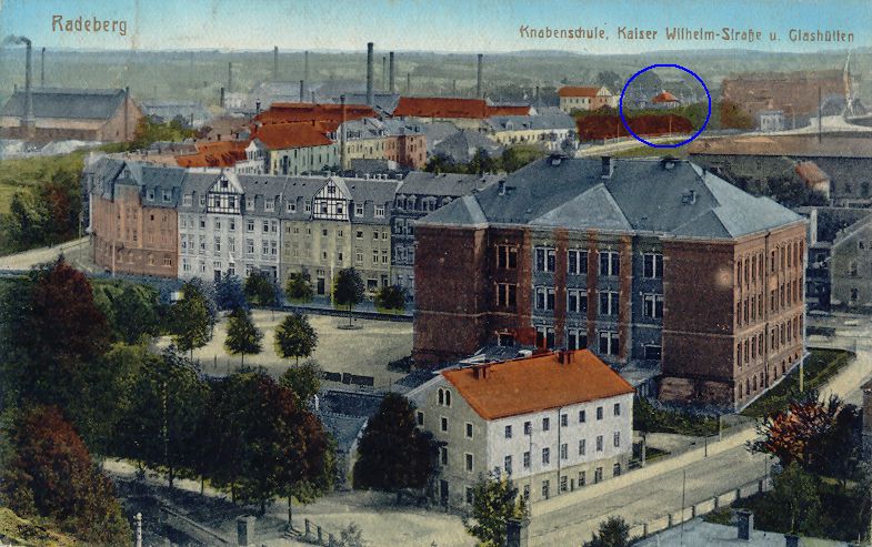 Ansichtskarte 1919 mit Markierungen