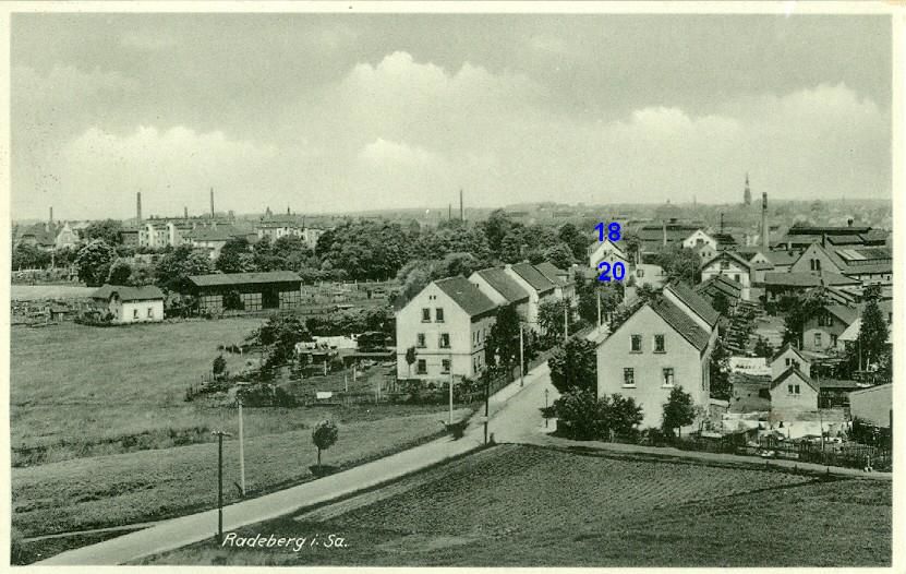 Ansichtskarte um 1940 mit Markierungen