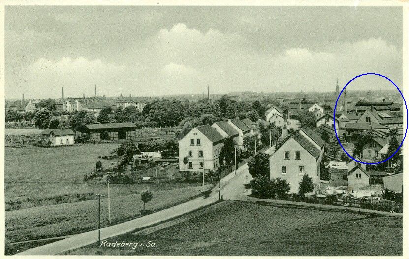 Ansichtskarte um 1925 mit Markierungen