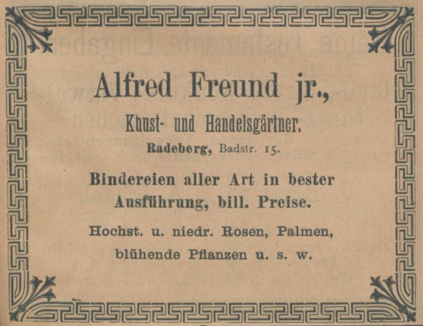 Badstra&szlig;e 22 (vor 1905 Badstra&szlig;e 15, 1905 - 1933 Badstra&szlig;e 22, 1933 - 1945 Adolf Hitler-Stra&szlig;e 22  Radeberg