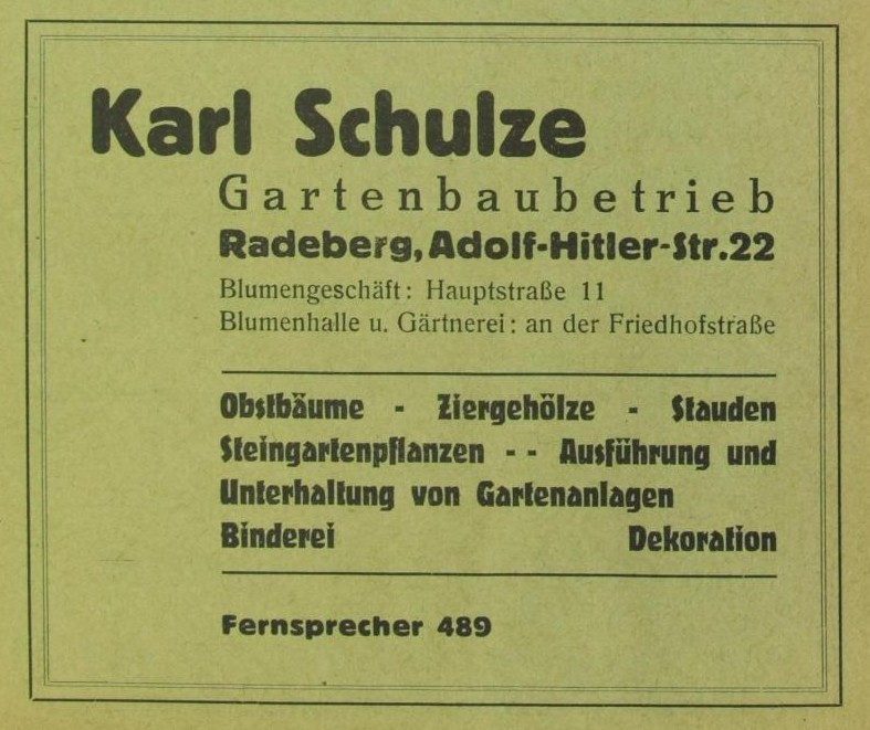 Badstra&szlig;e 22 (vor 1905 Badstra&szlig;e 15, 1905 - 1933 Badstra&szlig;e 22, 1933 - 1945 Adolf-Hitler-Stra&szlig;e 22)  Radeberg