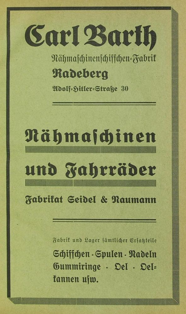 Badstraße 30 (vor 1905 Badstraße 12, 1905 - 1933 Badstraße 30, 1933 - 1945 Adolf-Hitler-Straße 30) Radeberg Badstraße 30 (vor 1905 Badstraße 12, 1905 - 1933 Badstraße 30, 1933 - 1945 Adolf-Hitler-Straße 30) Radeberg