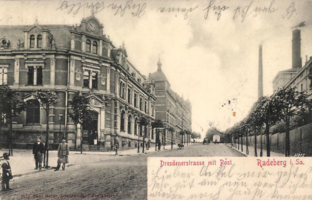 Dresdener Straße 9 (bis 1905 Dresdener Straße 21c, 1910 - 1927 Dresdener Straße 53) / Rathenaustraße (König Albert-Straße) Radeberg Dresdener Straße 9 (bis 1905 Dresdener Straße 21c, 1910 - 1927 Dresdener Straße 53) / Rathenaustraße (König Albert-Straße) Radeberg