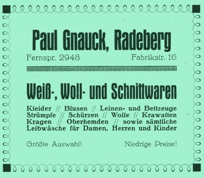 Dresdener Stra&szlig;e 14 (vor 1903 Fabrikstra&szlig;e 37, 1903 - 1927 Fabrikstra&szlig;e 16)  Radeberg