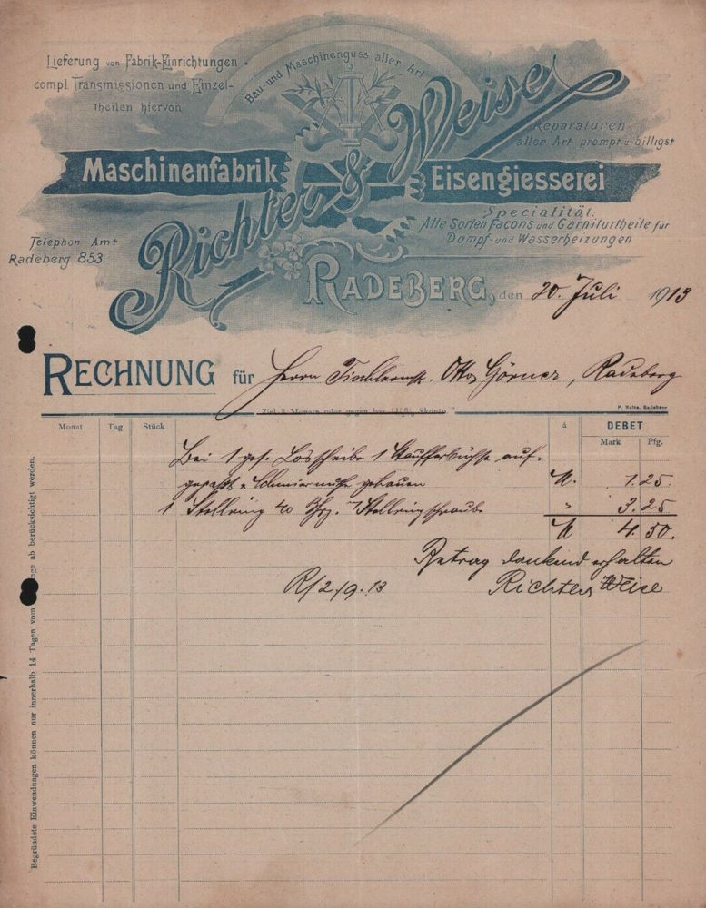 Dresdener Stra&szlig;e 52 (vor 1903 Fabrikstra&szlig;e 16, 1903 bis 1927 Fabrikstra&szlig;e 52)  Radeberg