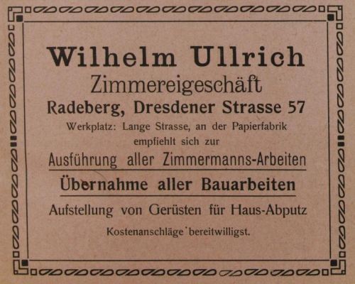 Dresdener Stra&szlig;e 13 (bis 1905 Dresdener Stra&szlig;e 21e, 1910 - 1927 Dresdener Stra&szlig;e 57)  Radeberg