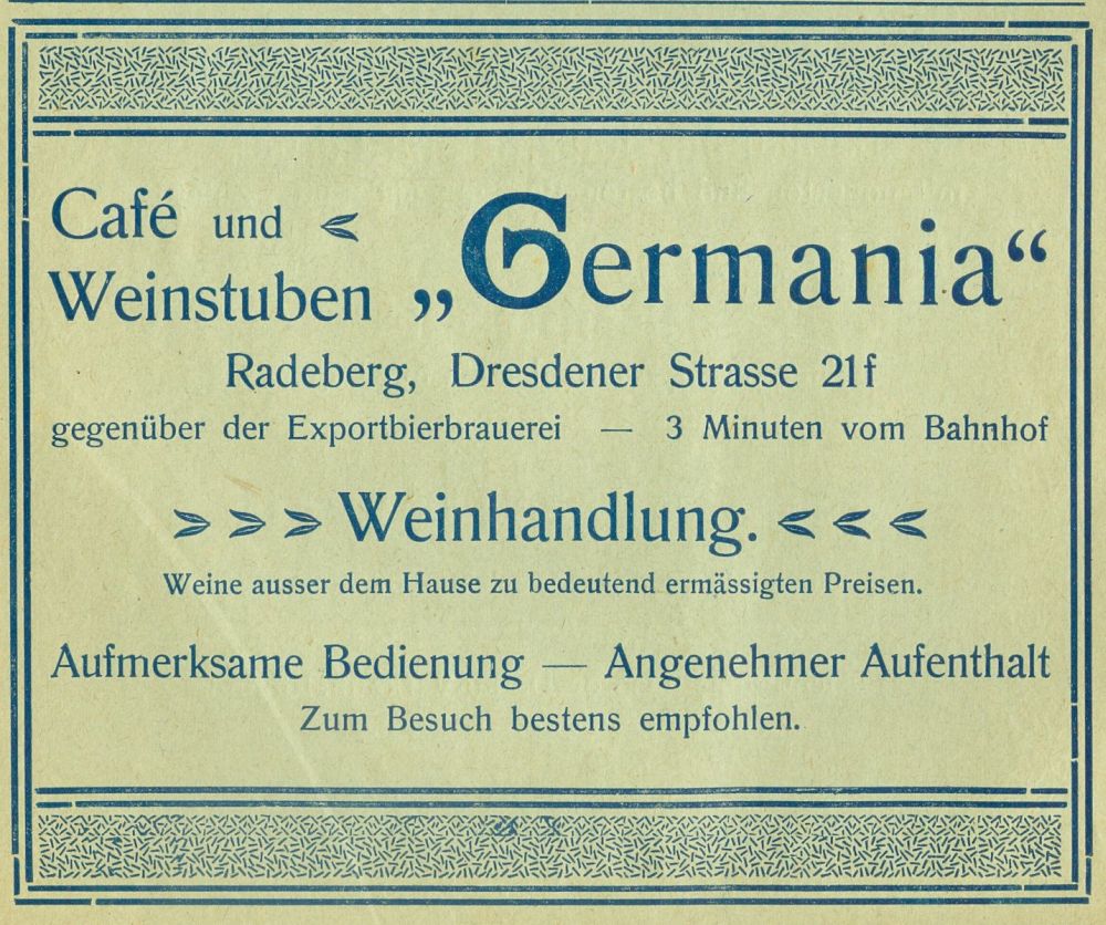 Dresdener Stra&szlig;e 15 (vor 1910 Dresdener Stra&szlig;e 21f, 1910 - 1927 Dresdener Stra&szlig;e 59)  Radeberg