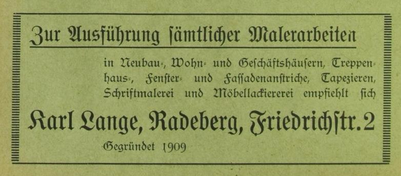 Dr. Rudolf-Friedrichs-Stra&szlig;e 2 (bis 1920 Lotzdorf 65, 1920 - 1927 Friedrich-Stra&szlig;e 2, 1927 - 1945 Friedrichstra&szlig;e 2)  Radeberg