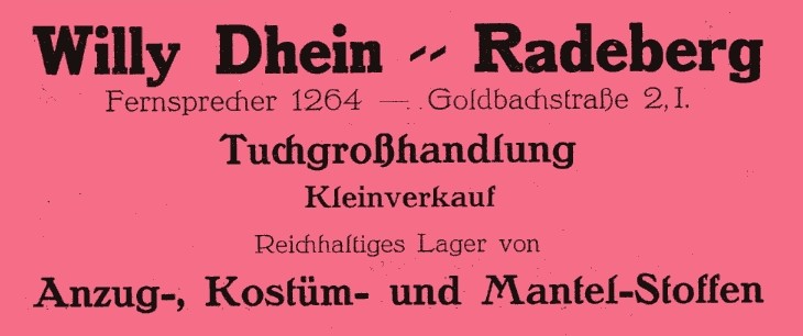 Stra&szlig;e des Friedens 2 (vor 1946 Goldbachstra&szlig;e 2)  Radeberg