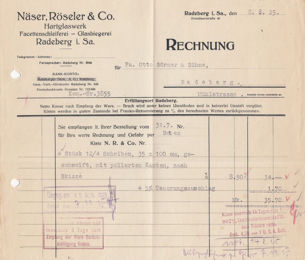 Hauptstra&szlig;e 62 (vor 1910 Dresdener Stra&szlig;e 23a, 1910 - 1927 Dresdener Stra&szlig;e 40)  Radeberg
