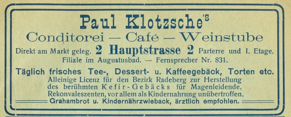 Hauptstra&szlig;e 3 (bis 1927 Hauptstra&szlig;e 2)  Radeberg