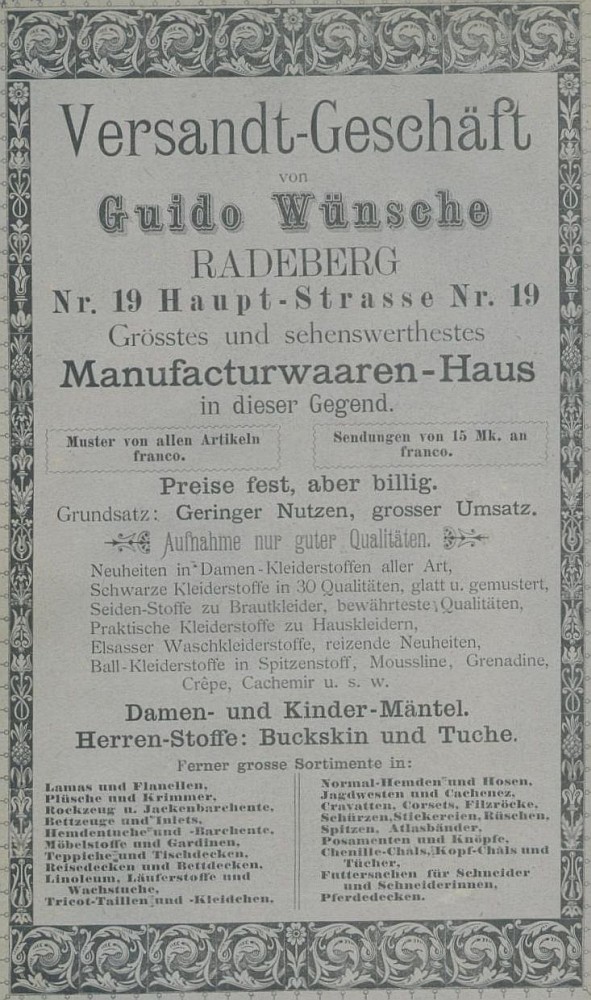 Hauptstra&szlig;e 8 (bis 1927 Hauptstra&szlig;e 19)  Radeberg