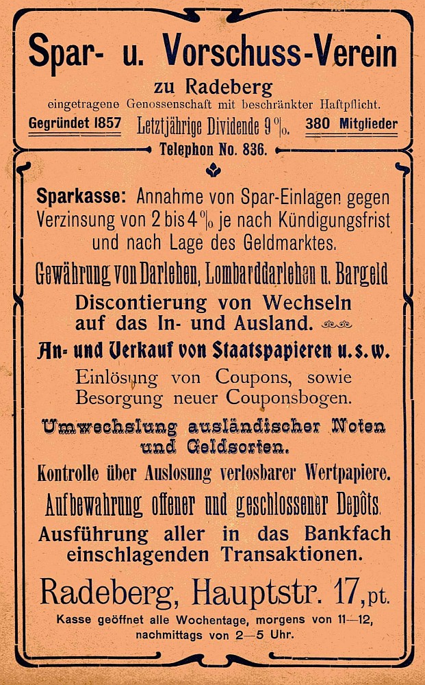 Hauptstra&szlig;e 12 (bis 1927 Hauptstra&szlig;e 17) / Kirchstra&szlig;e  Radeberg