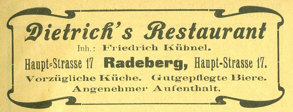 Hauptstraße 12 (1787 HNr. 105, bis 1927 Hauptstraße 17) / Kirchstraße Radeberg Hauptstraße 12 (1787 HNr. 105, bis 1927 Hauptstraße 17) / Kirchstraße Radeberg