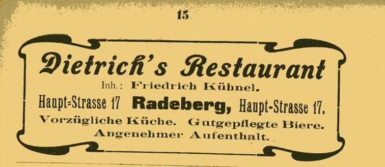 Hauptstraße 12 (bis 1927 Hauptstraße 17) / Kirchstraße Radeberg Hauptstraße 12 (bis 1927 Hauptstraße 17) / Kirchstraße Radeberg