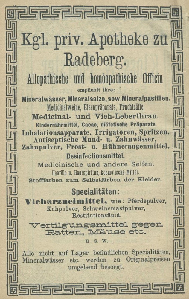 Hauptstra&szlig;e 13 (bis 1927 Hauptstra&szlig;e 7)  Radeberg