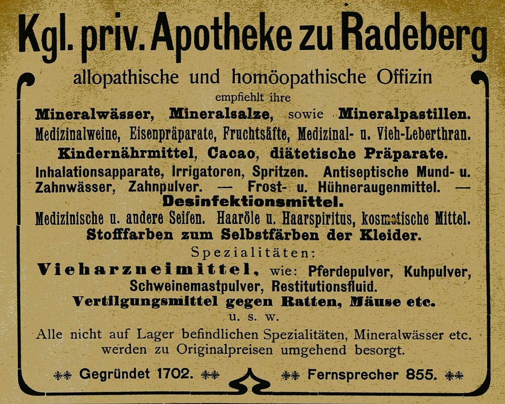 Hauptstra&szlig;e 13 (bis 1927 Hauptstra&szlig;e 7)  Radeberg