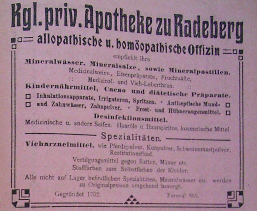 Hauptstra&szlig;e 13 (bis 1927 Hauptstra&szlig;e 7)  Radeberg