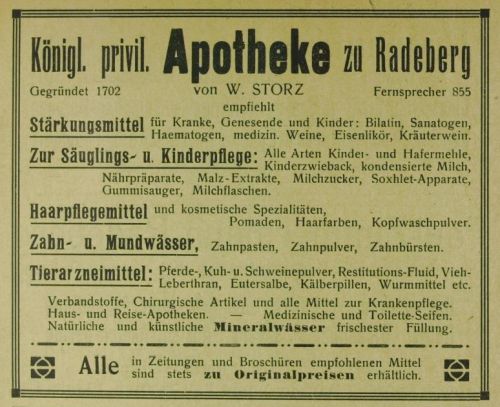 Hauptstra&szlig;e 13 (bis 1927 Hauptstra&szlig;e 7)  Radeberg
