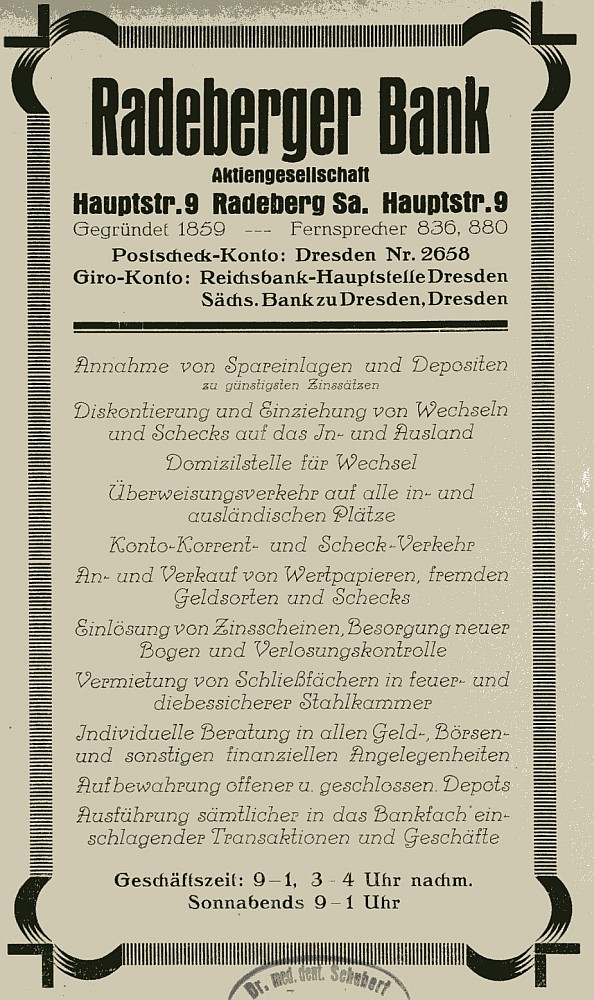 Hauptstraße 17 (bis 1927 Hauptstraße 9) Radeberg Hauptstraße 17 (bis 1927 Hauptstraße 9) Radeberg