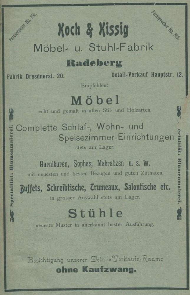 Hauptstra&szlig;e 22 (bis 1927 Hauptstra&szlig;e 12)  Radeberg