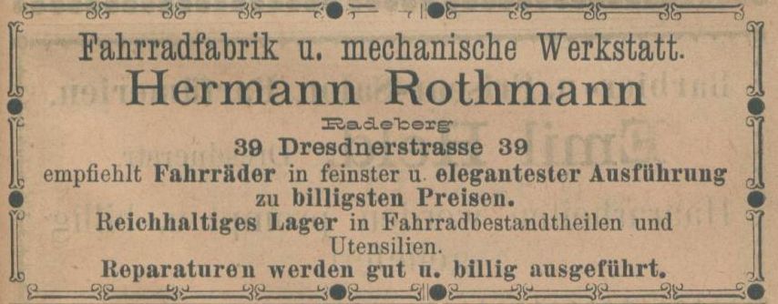 Hauptstra&szlig;e 30 (bis 1910 Dresdener Stra&szlig;e 39, 1910 - 1927 Dresdener Stra&szlig;e 8)  Radeberg