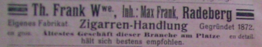Hauptstra&szlig;e 30 (bis 1910 Dresdener Stra&szlig;e 39, 1910 - 1927 Dresdener Stra&szlig;e 8)  Radeberg