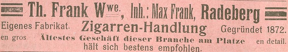 Hauptstraße 30 (1787 HNr. 248a, vor 1910 Dresdener Straße 39, 1910 - 1927 Dresdener Straße 8) Radeberg Hauptstraße 30 (1787 HNr. 248a, vor 1910 Dresdener Straße 39, 1910 - 1927 Dresdener Straße 8) Radeberg