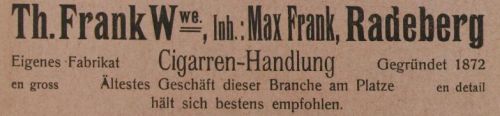 Hauptstra&szlig;e 30 (bis 1910 Dresdener Stra&szlig;e 39, 1910 - 1927 Dresdener Stra&szlig;e 8)  Radeberg