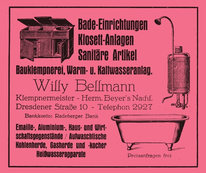 Hauptstra&szlig;e 32 (bis 1910 Dresdener Stra&szlig;e 38, 1910 - 1927 Dresdener Stra&szlig;e 10) / Schulstra&szlig;e  Radeberg