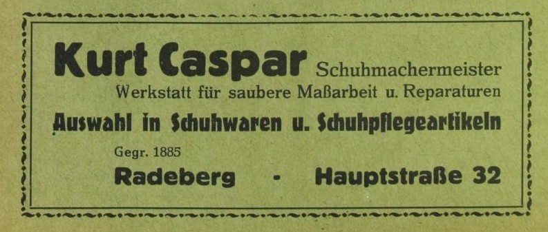 Hauptstra&szlig;e 32 (bis 1910 Dresdener Stra&szlig;e 38, 1910 - 1927 Dresdener Stra&szlig;e 10) / Schulstra&szlig;e  Radeberg