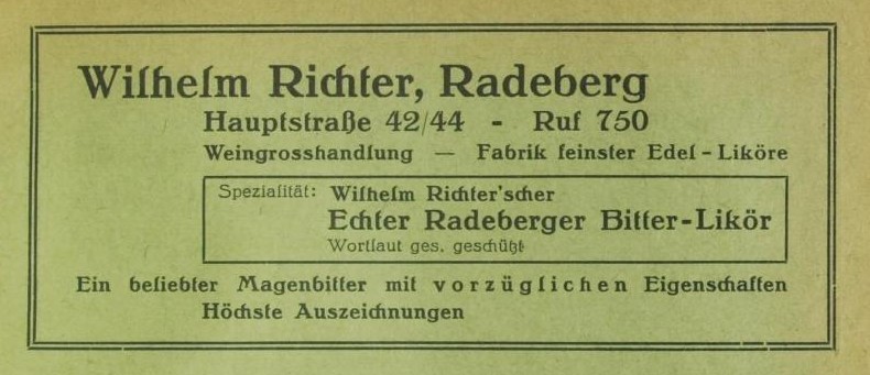 Hauptstraße 44 (vor 1910 Dresdener Straße 32, 1910 - 1927 Dresdener Straße 22) Radeberg Hauptstraße 44 (vor 1910 Dresdener Straße 32, 1910 - 1927 Dresdener Straße 22) Radeberg