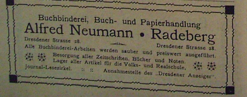 Hauptstraße 50 (bis 1910 Dresdener Straße 27, 1910 - 1927 Dresdener Straße 28) Radeberg Hauptstraße 50 (bis 1910 Dresdener Straße 27, 1910 - 1927 Dresdener Straße 28) Radeberg