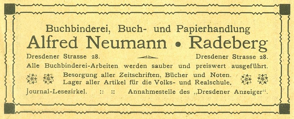 Hauptstraße 50 (vor 1910 Dresdener Straße 27, 1910 - 1927 Dresdener Straße 28) Radeberg Hauptstraße 50 (vor 1910 Dresdener Straße 27, 1910 - 1927 Dresdener Straße 28) Radeberg