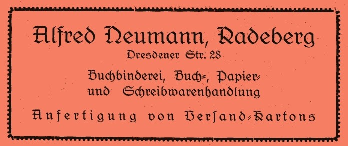Hauptstra&szlig;e 50 (bis 1910 Dresdener Stra&szlig;e 27, 1910 - 1927 Dresdener Stra&szlig;e 28)  Radeberg