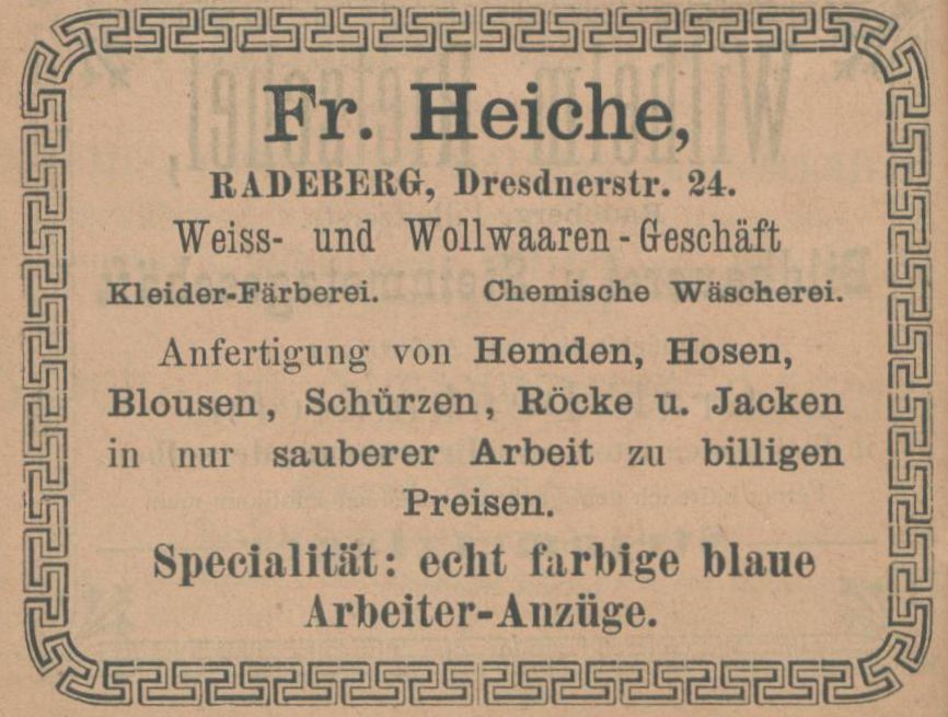 Hauptstra&szlig;e 56 (bis 1910 Dresdener Stra&szlig;e 24, 1910 - 1927 Dresdener Stra&szlig;e 34)  Radeberg
