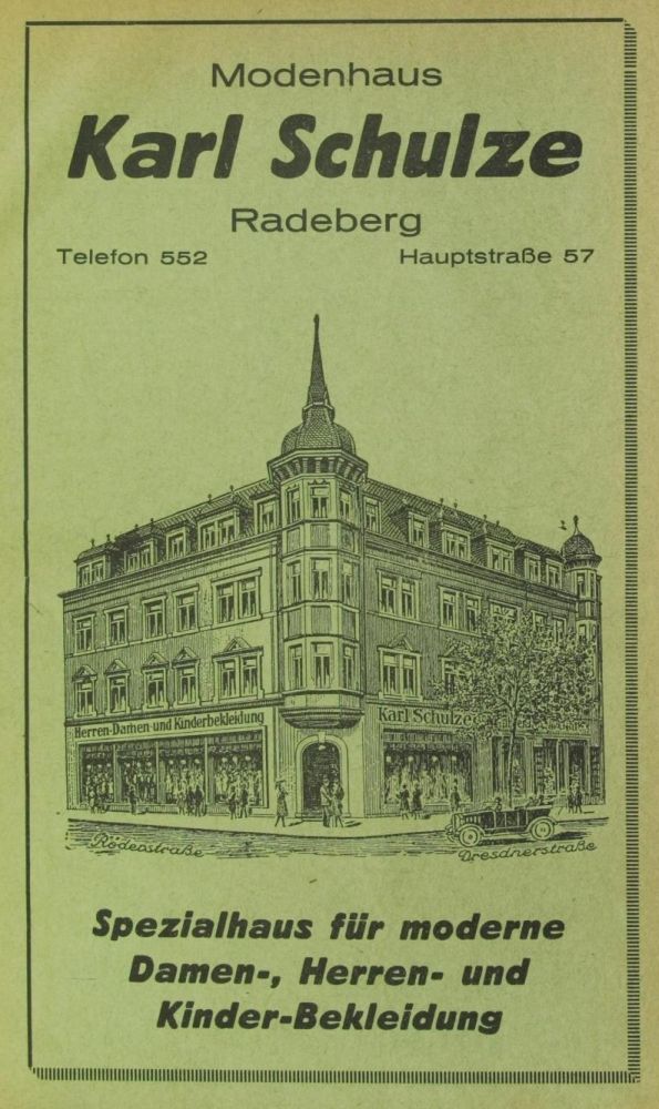 Hauptstra&szlig;e 57 (vor 1910 Dresdener Stra&szlig;e 17a, 1910 - 1927 Dresdener Stra&szlig;e 35) / R&ouml;derstra&szlig;e  Radeberg