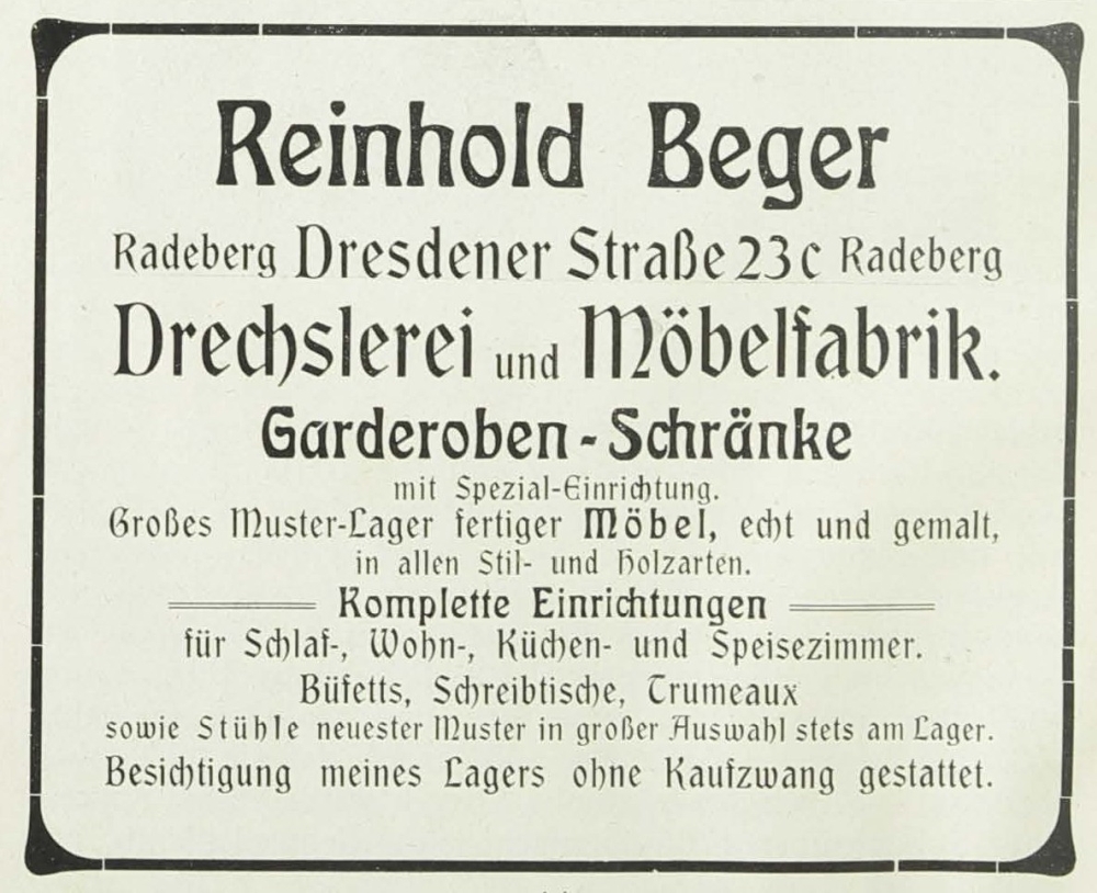Hauptstra&szlig;e 58 (vor 1910 Dresdener Stra&szlig;e 23c, 1910 - 1927 Dresdener Stra&szlig;e 36)  Radeberg