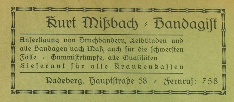 Hauptstra&szlig;e 58 (vor 1910 Dresdener Stra&szlig;e 23c, 1910 - 1927 Dresdener Stra&szlig;e 36)  Radeberg