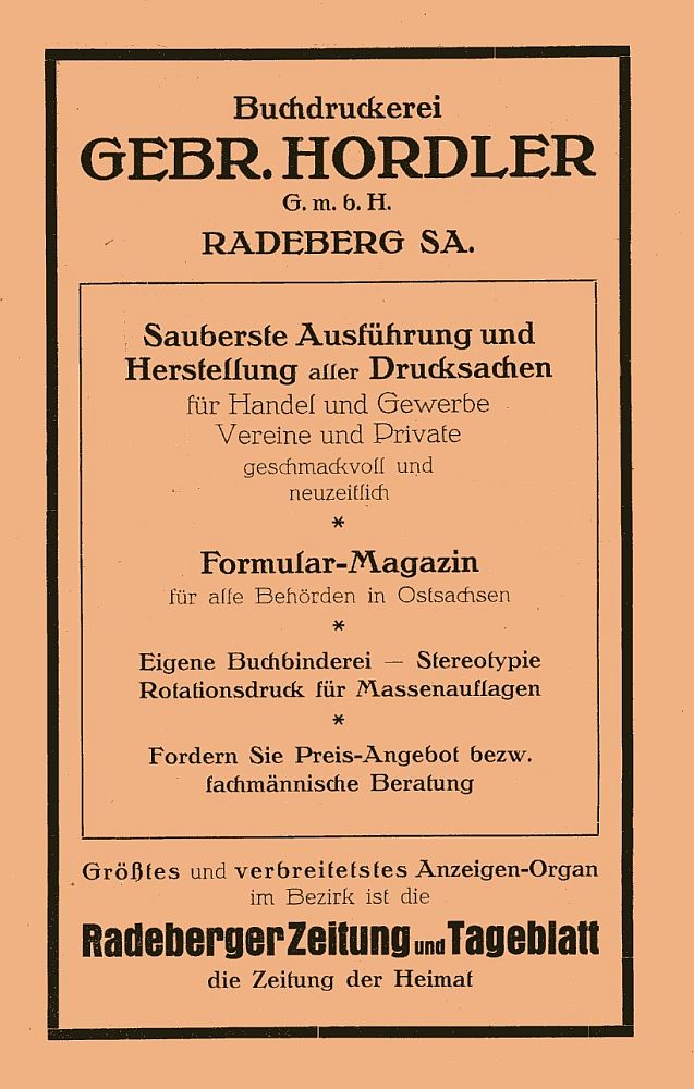 Hauptstra&szlig;e 61 (vor 1910 Dresdener Stra&szlig;e 18, 1910 - 1927 Dresdener Stra&szlig;e 39)  Radeberg