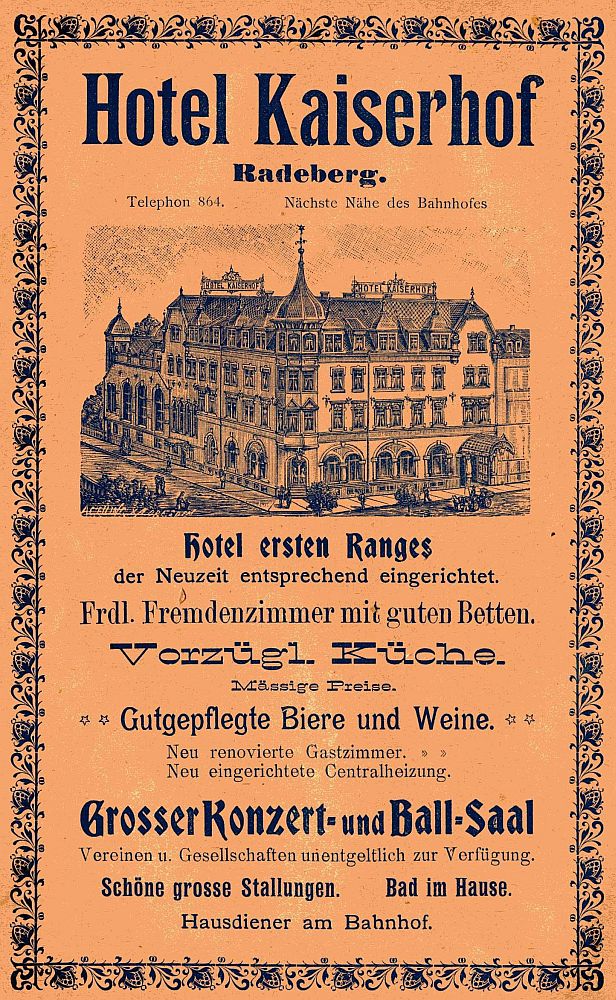 Hauptstra&szlig;e 62 (vor 1910 Dresdener Stra&szlig;e 23a, 1910 - 1927 Dresdener Stra&szlig;e 40)  Radeberg