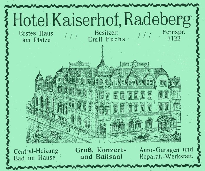 Hauptstra&szlig;e 62 (vor 1910 Dresdener Stra&szlig;e 23a, 1910 - 1927 Dresdener Stra&szlig;e 40)  Radeberg