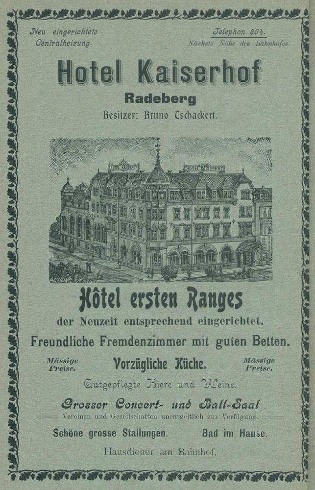 Hauptstraße 62 (vor 1910 Dresdener Straße 23a, 1910 - 1927 Dresdener Straße 40) Radeberg Hauptstraße 62 (vor 1910 Dresdener Straße 23a, 1910 - 1927 Dresdener Straße 40) Radeberg