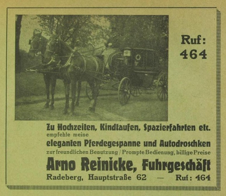 Hauptstra&szlig;e 62 (vor 1910 Dresdener Stra&szlig;e 23a, 1910 - 1927 Dresdener Stra&szlig;e 40)  Radeberg