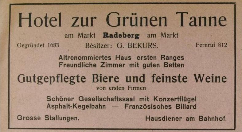Markt 1 (1787 HNr. 9, vor 1903 Am Markt 1)  Radeberg