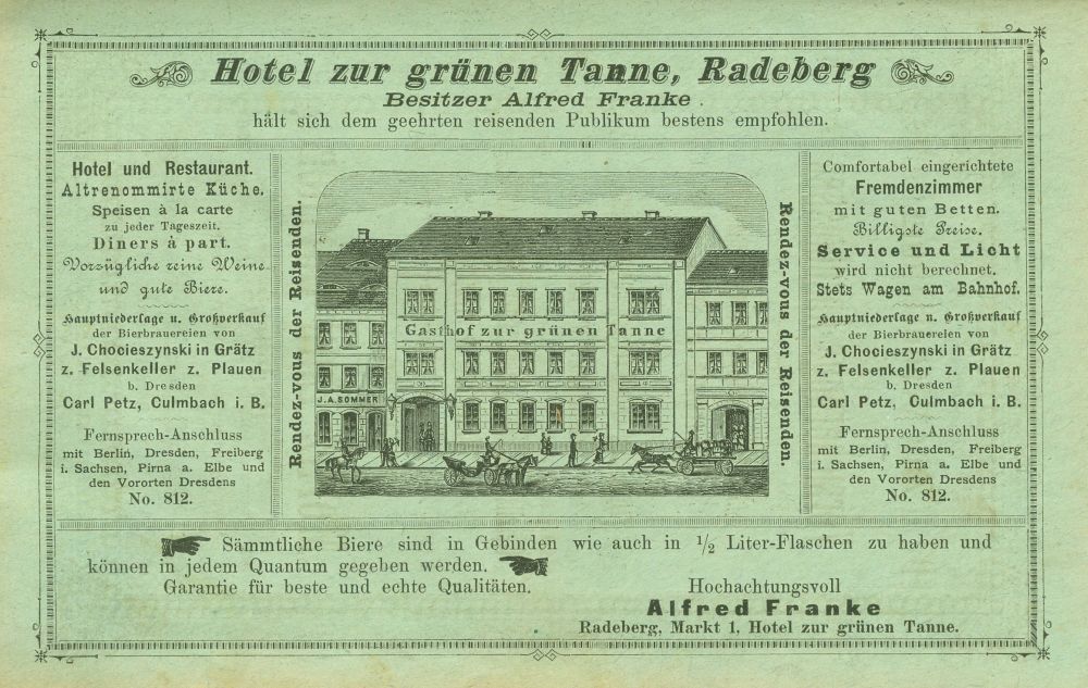 Markt 1 (1787 HNr. 9, vor 1903 Am Markt 1) Radeberg Markt 1 (1787 HNr. 9, vor 1903 Am Markt 1) Radeberg