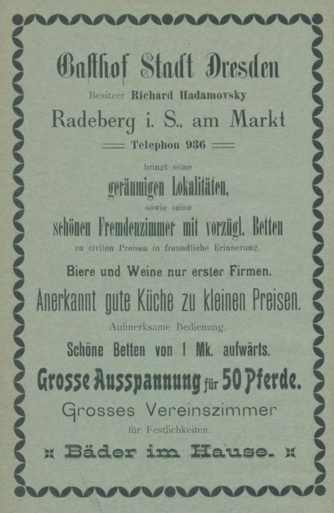 Markt 2 (1787 HNr. 10, vor 1903 Am Markt 2) Radeberg Markt 2 (1787 HNr. 10, vor 1903 Am Markt 2) Radeberg