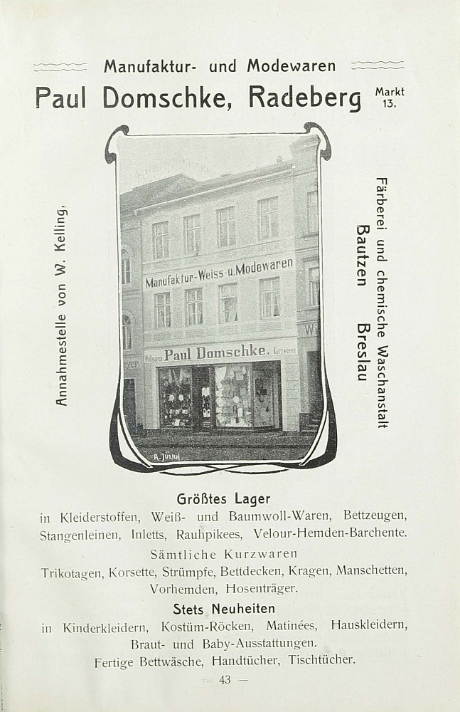 Markt 13 (1787 HNr. 61, vor 1903 Am Markt 13) Radeberg Markt 13 (1787 HNr. 61, vor 1903 Am Markt 13) Radeberg