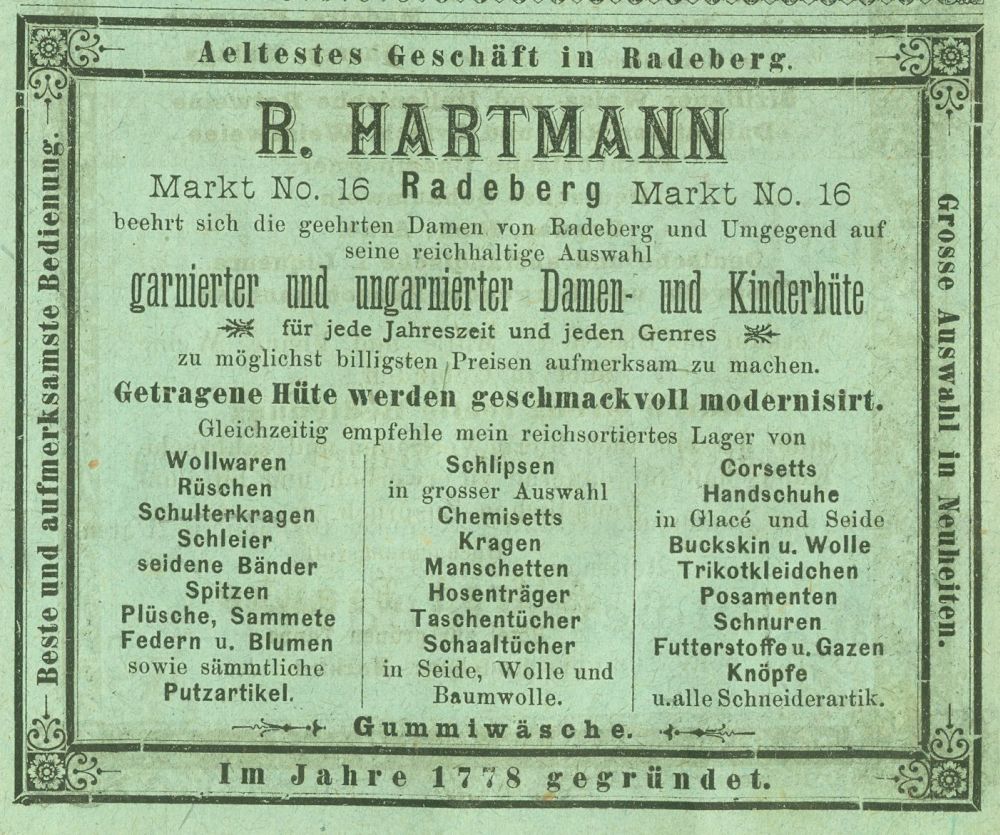 Markt 16 (1787 HNr. 64, vor 1903 Am Markt 16)  Radeberg